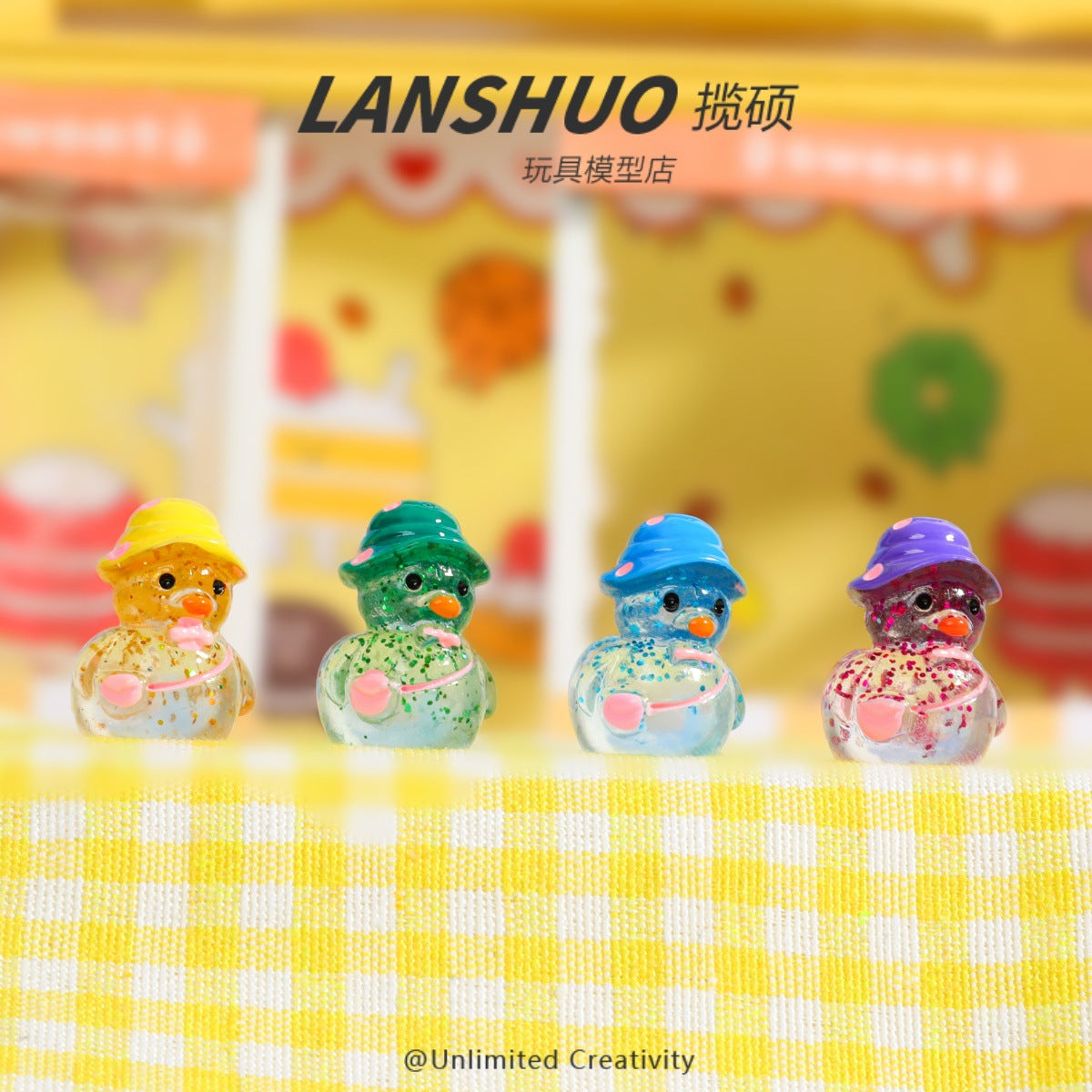 Wholesale cute 3D exquisite glitter hat backpack duck decoration